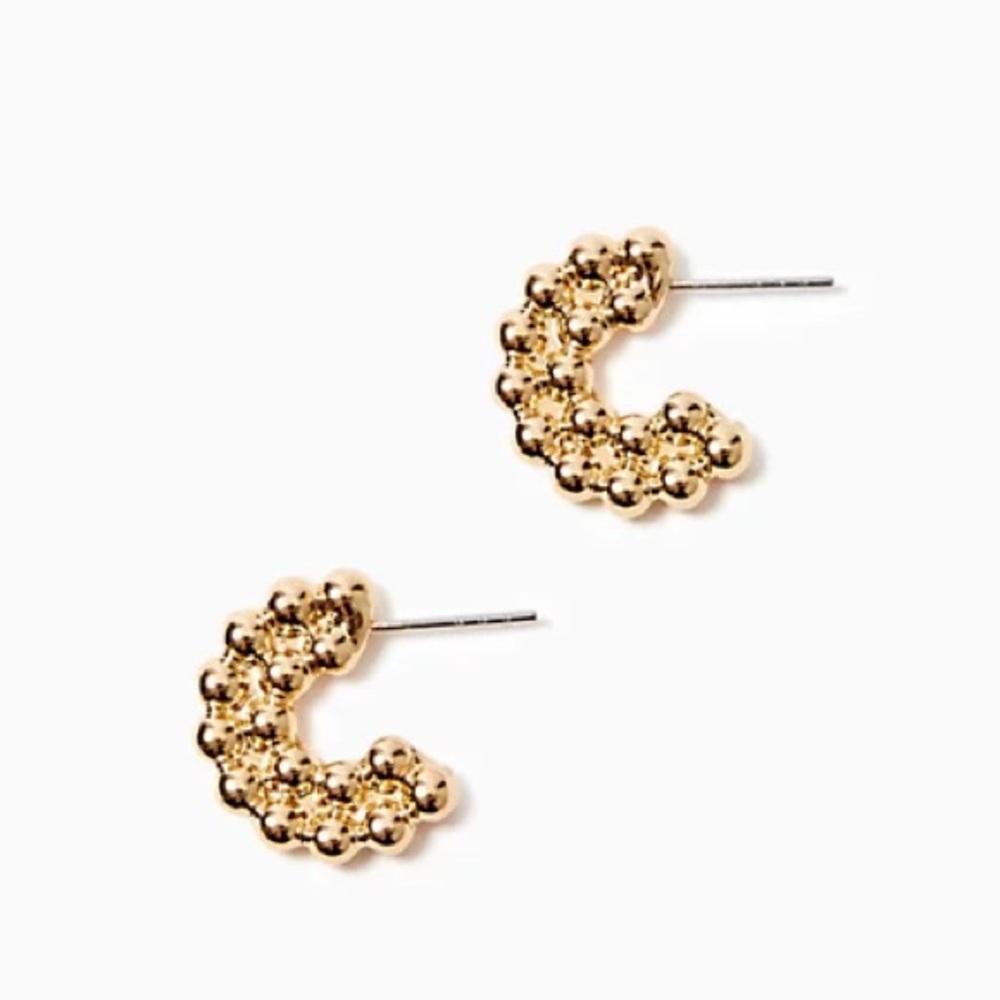New Lilly Pulitzer Worth A Look Small Hoop Earrings Gold metallic